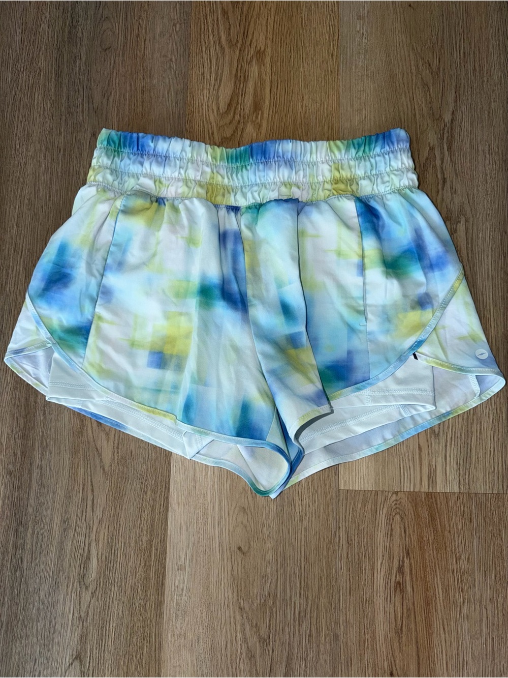 Avia Women’s Tie-Dye Athletic Shorts - Blue & Yellow